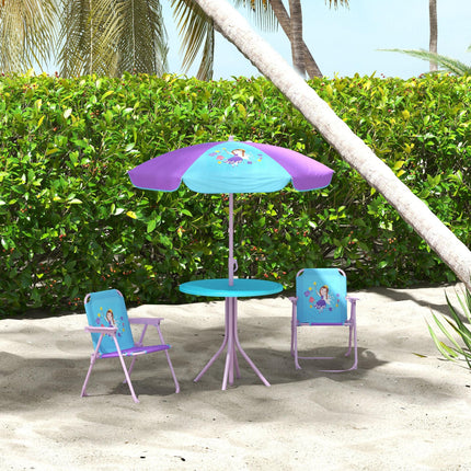 4 Piece Kids Fairy Picnic Table Set with Adjustable Parasol - Pink