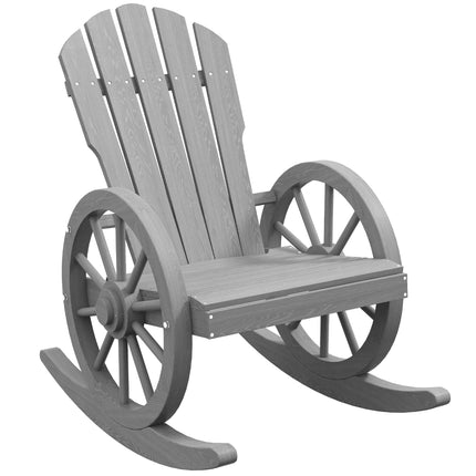 Wooden Adirondack Outdoor Reclining Rocking Chair - Grey