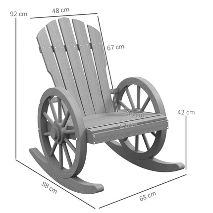 Wooden Adirondack Outdoor Reclining Rocking Chair - Grey