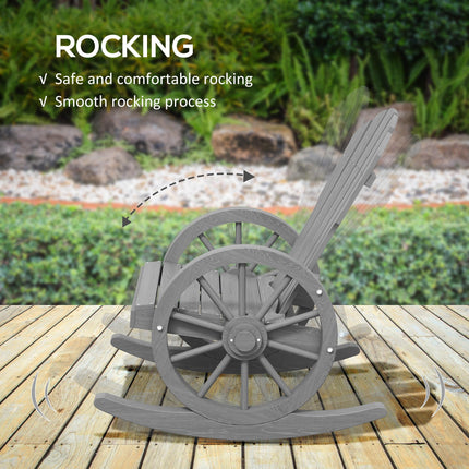 Wooden Adirondack Outdoor Reclining Rocking Chair - Grey