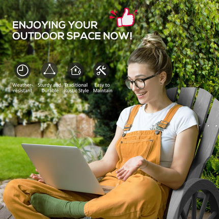 Wooden Adirondack Outdoor Reclining Rocking Chair - Grey