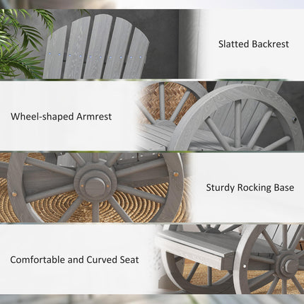 Wooden Adirondack Outdoor Reclining Rocking Chair - Grey