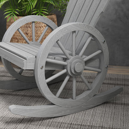 Wooden Adirondack Outdoor Reclining Rocking Chair - Grey