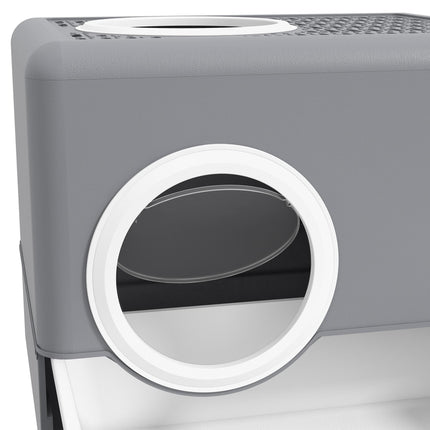 Enclosed Cat Litter Box with Front Entry, Top Exit, Drawer Tray & Scoop 52x41x38.5cm - Grey