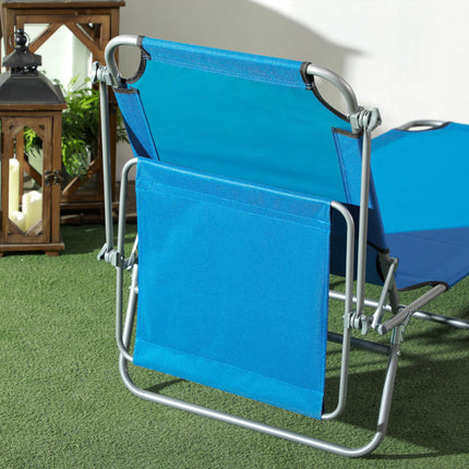 Adjustable Sun Lounger with Face Canopy - Bright Blue