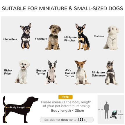Foldable Pet Stroller for XS & S Dogs with Rain Cover - Green