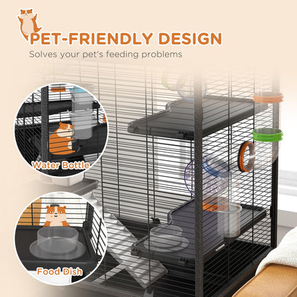 Large Hamster and Gerbil Cage with Tubes, Ramps, Platforms & Running Wheel - Black