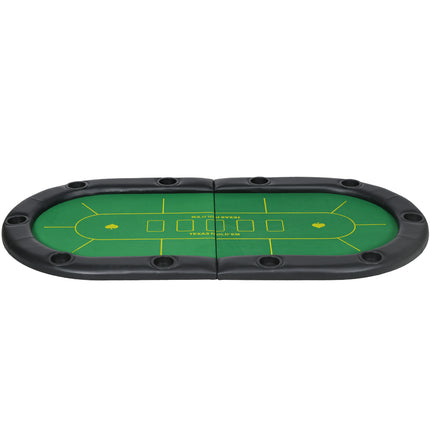 Foldable 10-Player Poker Mat with Cup Holders and Carry Bag - Green