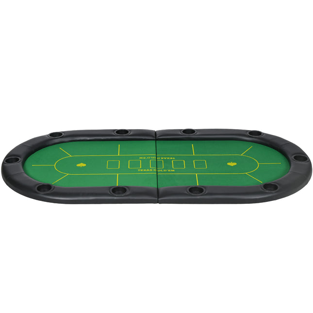 Foldable 10-Player Poker Mat with Cup Holders and Carry Bag - Green