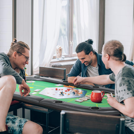 Foldable 10-Player Poker Mat with Cup Holders and Carry Bag - Green