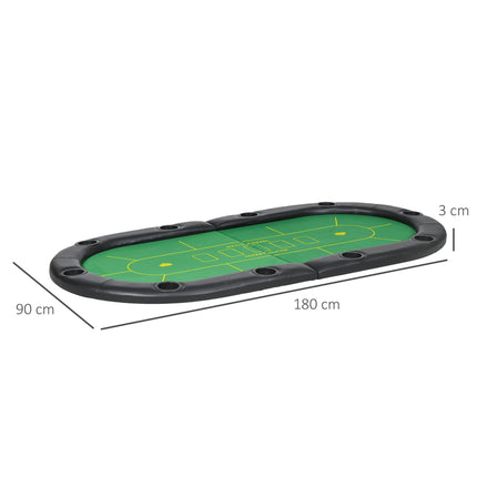 Foldable 10-Player Poker Mat with Cup Holders and Carry Bag - Green