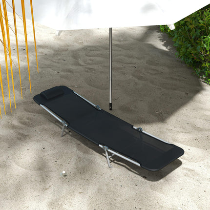 Set of 2 Steel Frame Reclining Sun Loungers with Pillows - Black