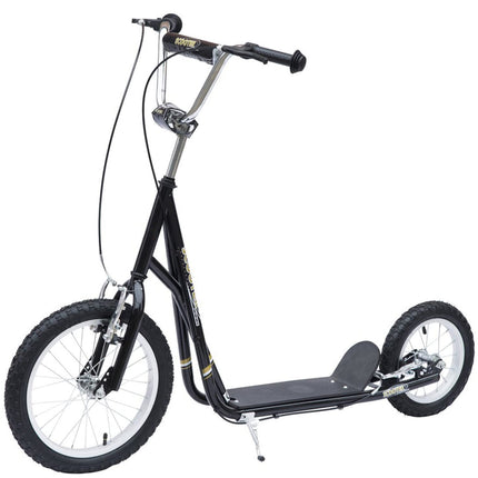 Teen Push Kick Scooter for Kids 5+ with Adjustable Handlebar, Dual Brakes & Rubber Wheels - Black