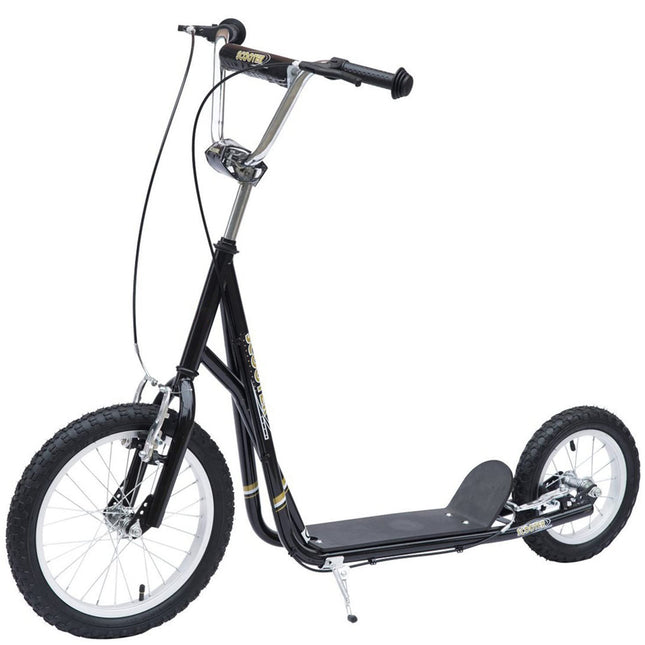 Teen Push Kick Scooter for Kids 5+ with Adjustable Handlebar, Dual Brakes & Rubber Wheels - Black