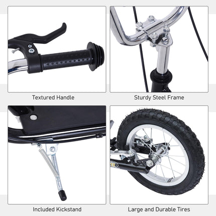 Teen Push Kick Scooter for Kids 5+ with Adjustable Handlebar, Dual Brakes & Rubber Wheels - Black