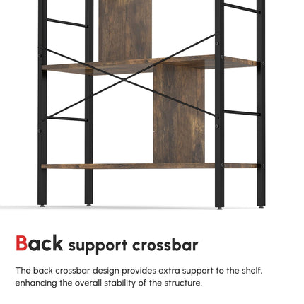 Industrial 5-Tier Storage Shelf Bookcase Floor Standing Display Rack - Rustic Brown