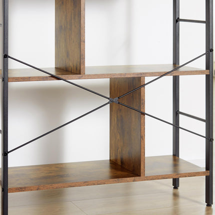 Industrial 5-Tier Storage Shelf Bookcase Floor Standing Display Rack - Rustic Brown