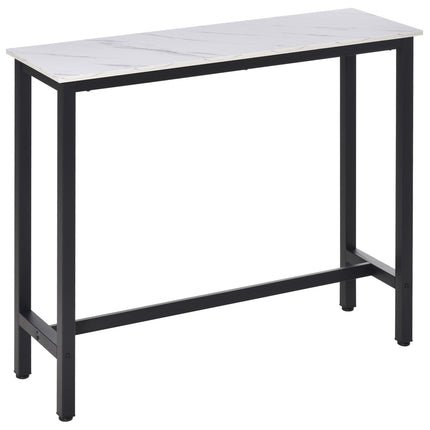 Bar Table Marble Grain Dining Table with Adjustable Footpads 120x40x100cm - White & Black