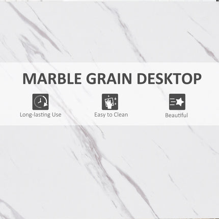 Bar Table Marble Grain Dining Table with Adjustable Footpads 120x40x100cm - White & Black
