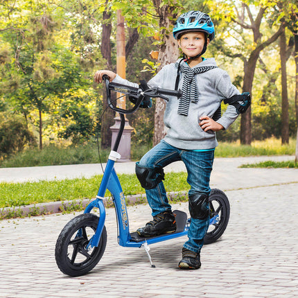 Teen Push Stunt Scooter with 12" EVA Tyres for Kids 5-12 Years - Blue