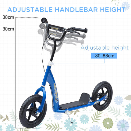 Teen Push Stunt Scooter with 12" EVA Tyres for Kids 5-12 Years - Blue
