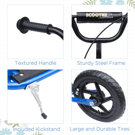 Teen Push Stunt Scooter with 12" EVA Tyres for Kids 5-12 Years - Blue