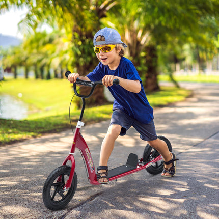 Teen Push Stunt Scooter with 12" EVA Tyres for Kids and Children - Red
