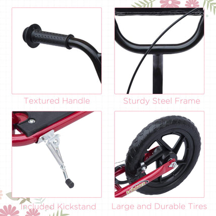 Teen Push Stunt Scooter with 12" EVA Tyres for Kids and Children - Red