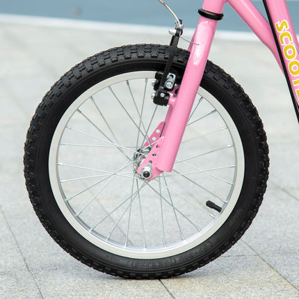Teen Push Kick Scooter for Kids 5+ with Adjustable Handlebar, Dual Brakes & Rubber Wheels - Pink