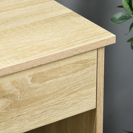 Computer Desk 110x50x76 cm with Lockable Drawer and Storage Shelf - Oak