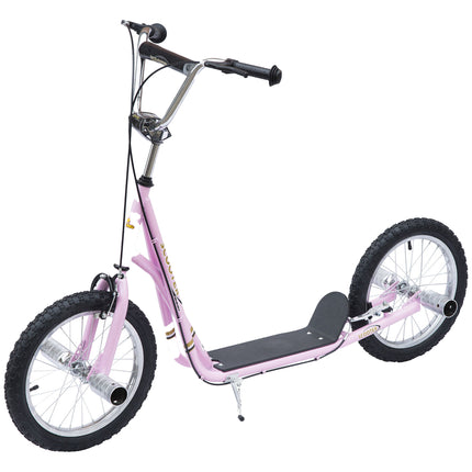 Youth Push Stunt Scooter with 16" Pneumatic Tyres for Adults, Teens & Kids - Pink