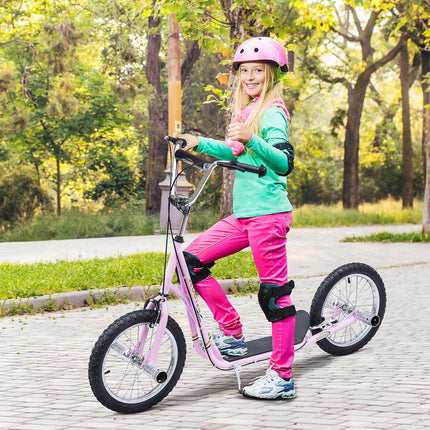 Youth Push Stunt Scooter with 16" Pneumatic Tyres for Adults, Teens & Kids - Pink