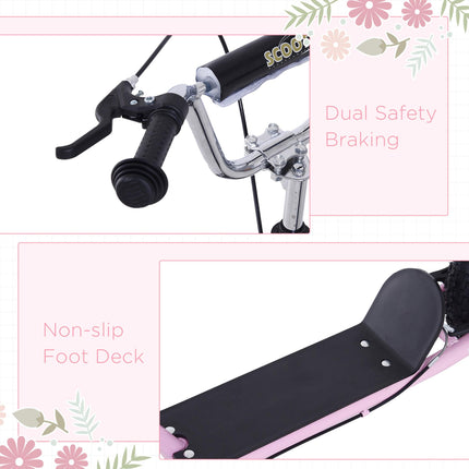 Youth Push Stunt Scooter with 16" Pneumatic Tyres for Adults, Teens & Kids - Pink