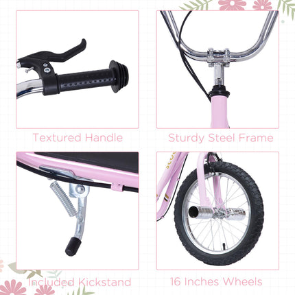 Youth Push Stunt Scooter with 16" Pneumatic Tyres for Adults, Teens & Kids - Pink