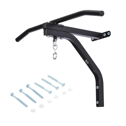Punching Bag Wall Mount Hanger with Pull Up Bar for Boxing MMA Training Frame - Black