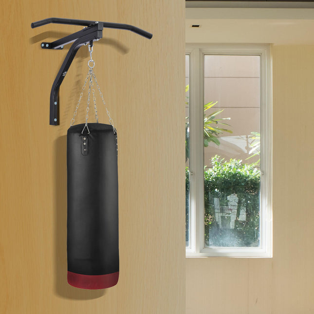 Punching Bag Wall Mount Hanger with Pull Up Bar for Boxing MMA Training Frame - Black