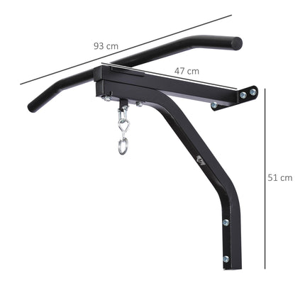 Punching Bag Wall Mount Hanger with Pull Up Bar for Boxing MMA Training Frame - Black