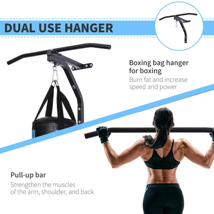 Punching Bag Wall Mount Hanger with Pull Up Bar for Boxing MMA Training Frame - Black