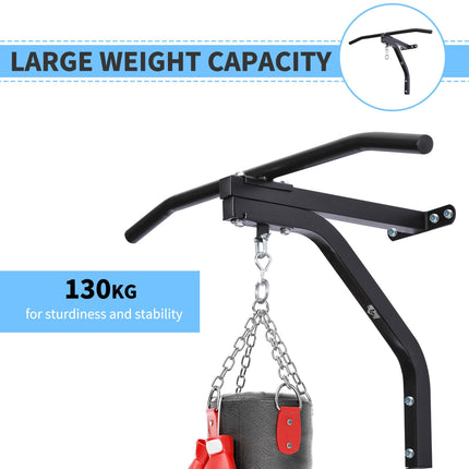 Punching Bag Wall Mount Hanger with Pull Up Bar for Boxing MMA Training Frame - Black