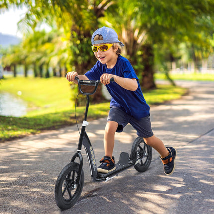Teen Push Stunt Scooter with 12" EVA Tyres for Kids 5-12 - Black
