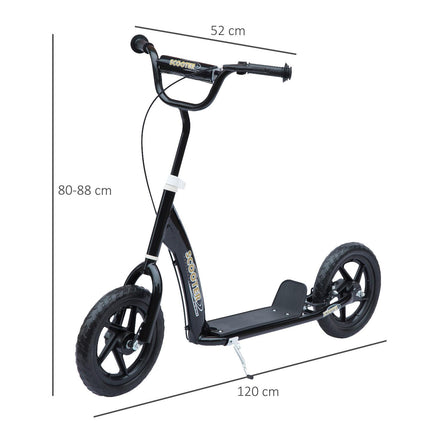 Teen Push Stunt Scooter with 12" EVA Tyres for Kids 5-12 - Black