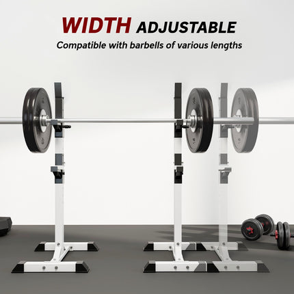 Adjustable Heavy Duty Steel Barbell Squat Rack Stand with 12 Heights - Black