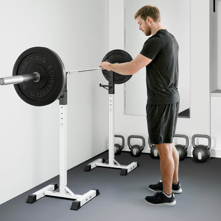 Adjustable Heavy Duty Steel Barbell Squat Rack Stand with 12 Heights - Black