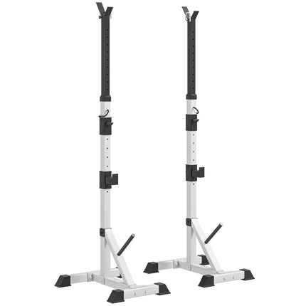 Adjustable Barbell Rack Squat Stand for Weight Lifting Home Gym Training - Silver Black