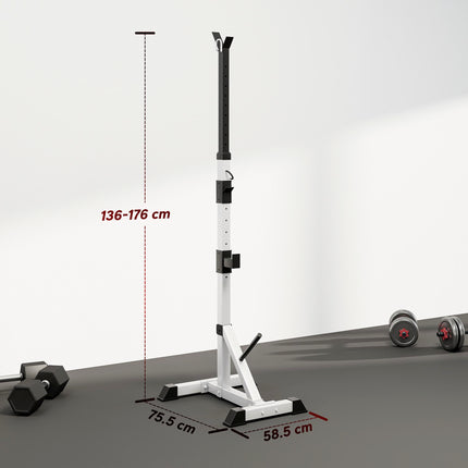 Adjustable Barbell Rack Squat Stand for Weight Lifting Home Gym Training - Silver Black