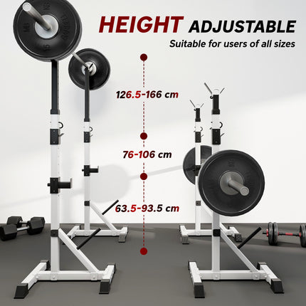 Adjustable Barbell Rack Squat Stand for Weight Lifting Home Gym Training - Silver Black