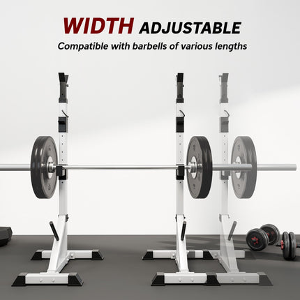 Adjustable Barbell Rack Squat Stand for Weight Lifting Home Gym Training - Silver Black