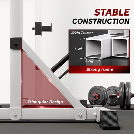 Adjustable Barbell Rack Squat Stand for Weight Lifting Home Gym Training - Silver Black