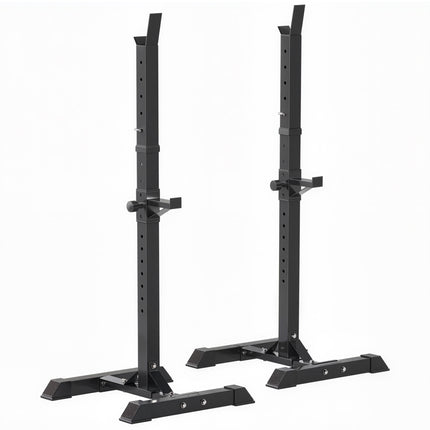 Heavy Duty Adjustable Height Barbell Squat Stand with 2 Stands - Black