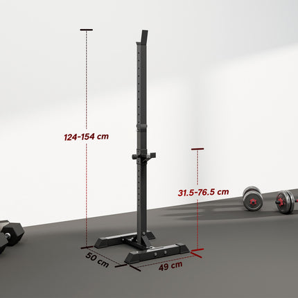 Heavy Duty Adjustable Height Barbell Squat Stand with 2 Stands - Black